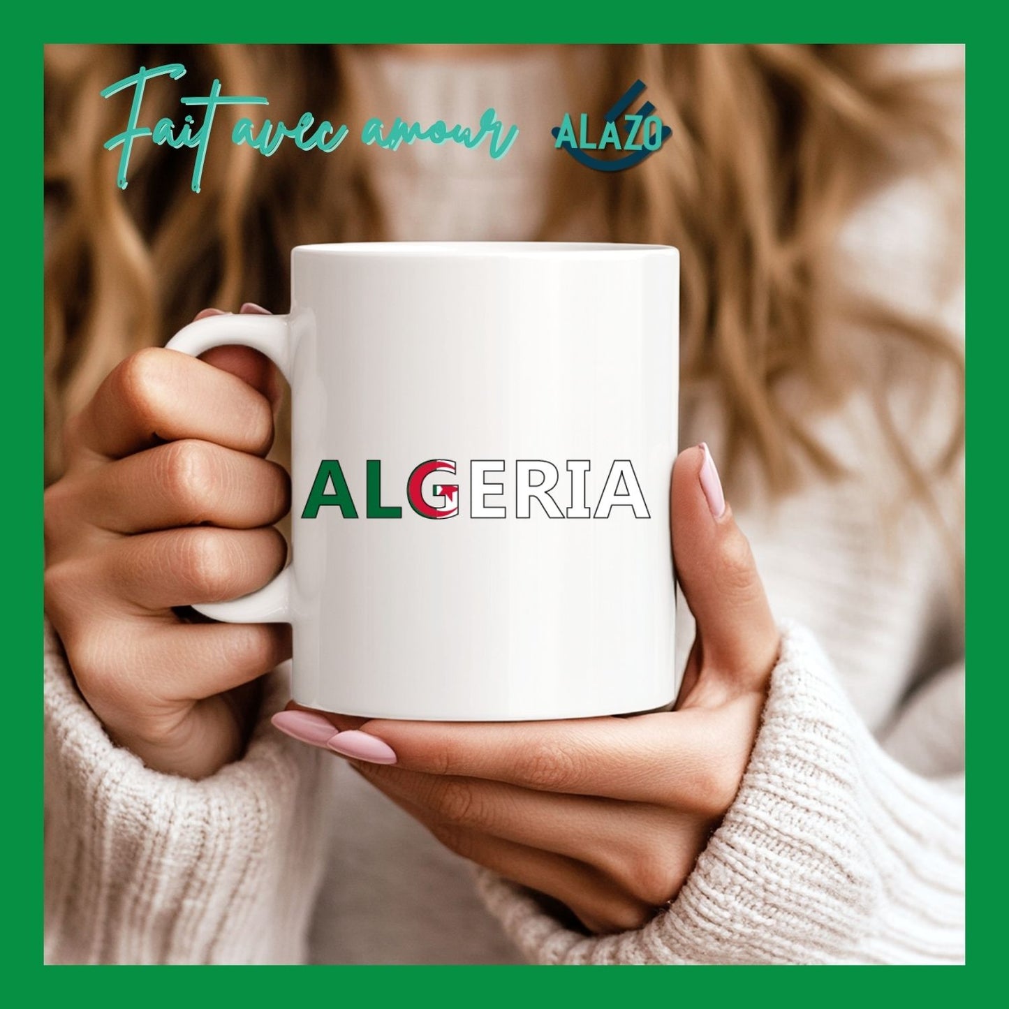 Tasse Café Algérie Typo, Mug Souvenir Algérien, Collection Tasse, Idée Cadeau Algérie, Souvenir Culturel