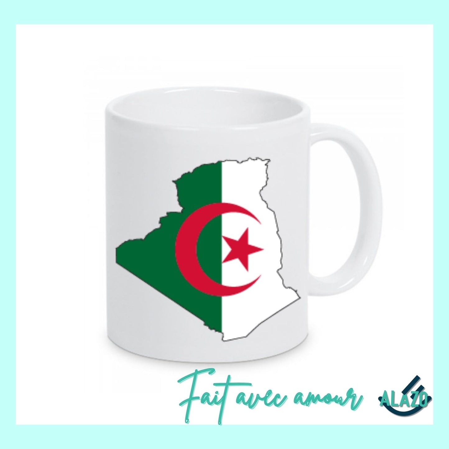 Tasse Café CARTE ALGERIE, Mug en Céramique, Cadeau Original, Tasse Design, Carte de l'Algérie, Souvenir Algérie