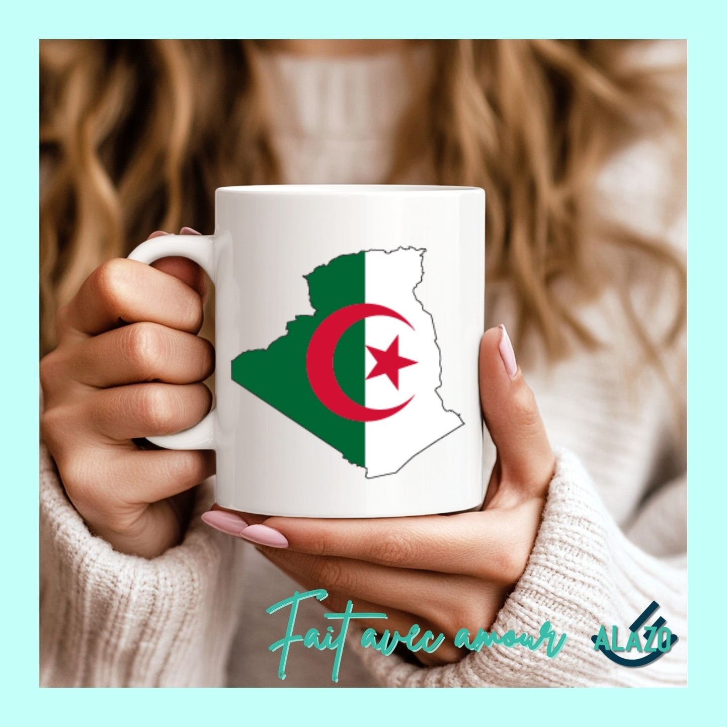 Tasse Café CARTE ALGERIE, Mug en Céramique, Cadeau Original, Tasse Design, Carte de l'Algérie, Souvenir Algérie