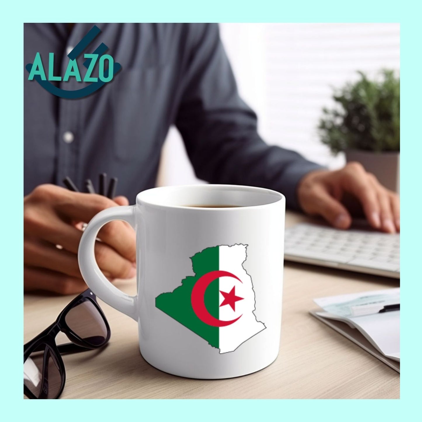 Tasse Café CARTE ALGERIE, Mug en Céramique, Cadeau Original, Tasse Design, Carte de l'Algérie, Souvenir Algérie