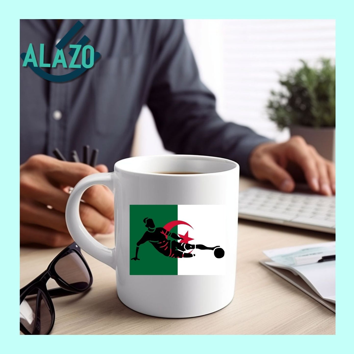 Mug Football Algérie – Joueur & Drapeau National