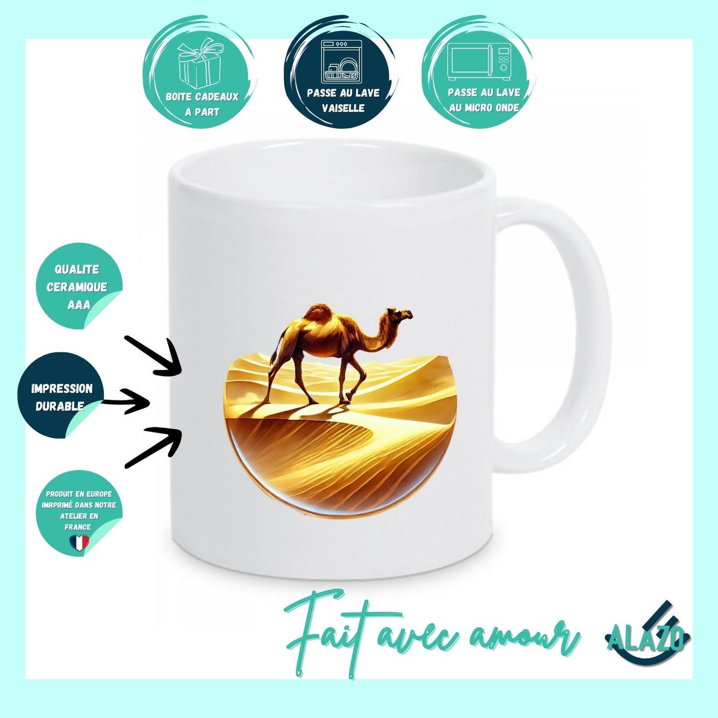 Mug Sahara Algérien – Chameau & Dunes Dorées