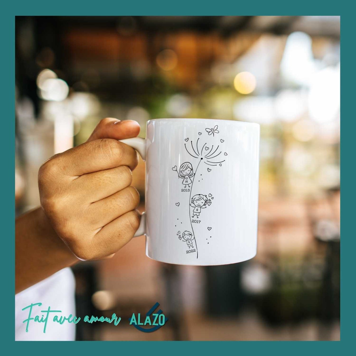 Mug Pissenlit Famille – Personnalisable avec Prénoms et Années