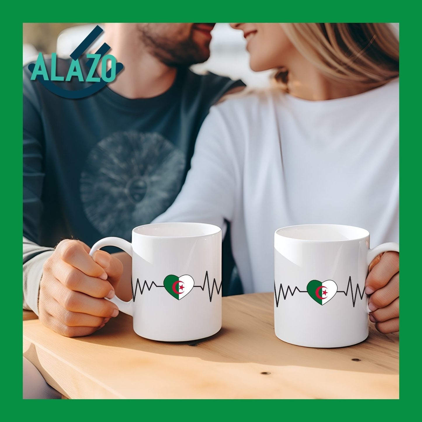 Tasse Battement de Cœur Algérie, Mug Carte, Cadeau de voyageur, Cadeau d'anniversaire, Carte Algérie, Cadeau souvenir