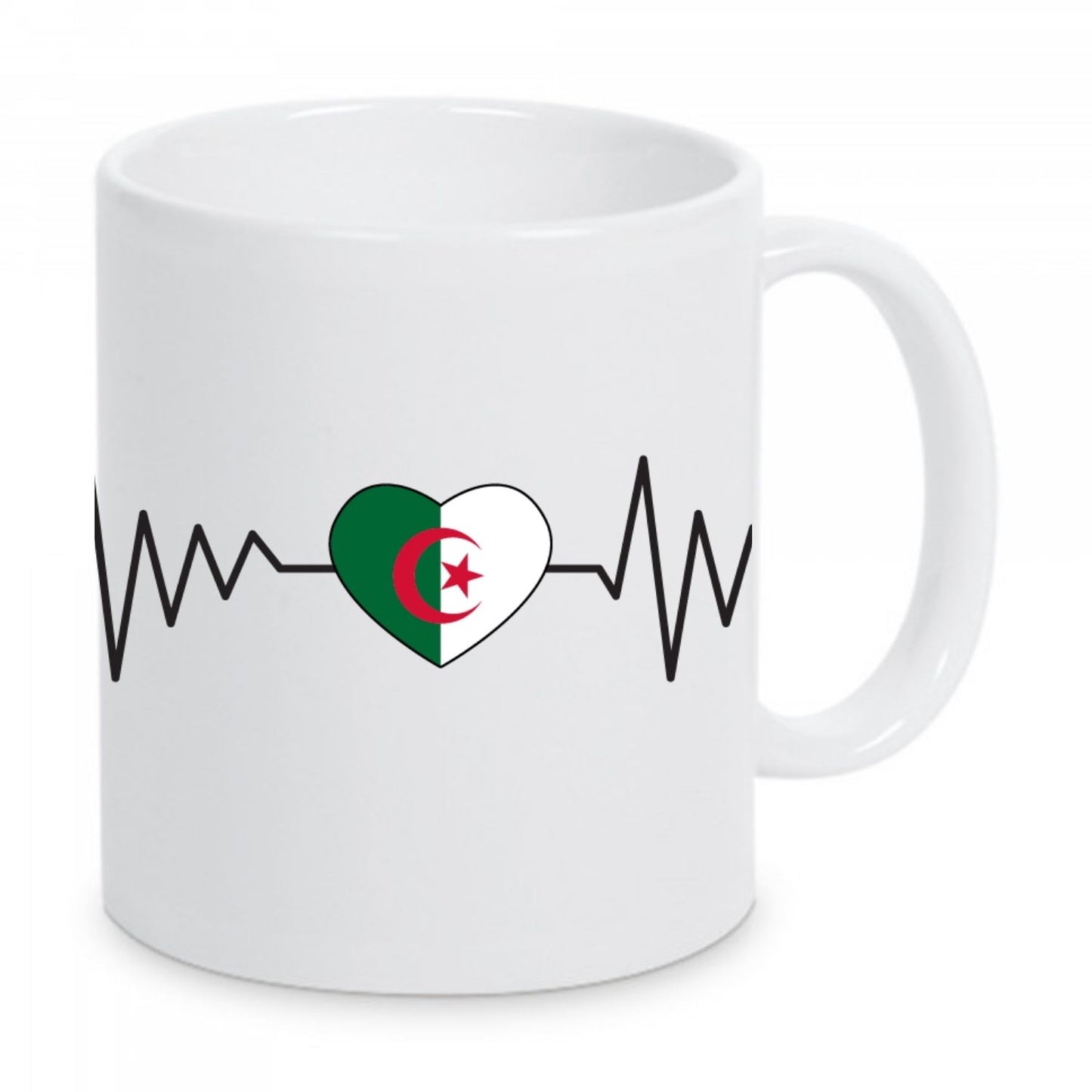 Tasse Battement de Cœur Algérie, Mug Carte, Cadeau de voyageur, Cadeau d'anniversaire, Carte Algérie, Cadeau souvenir