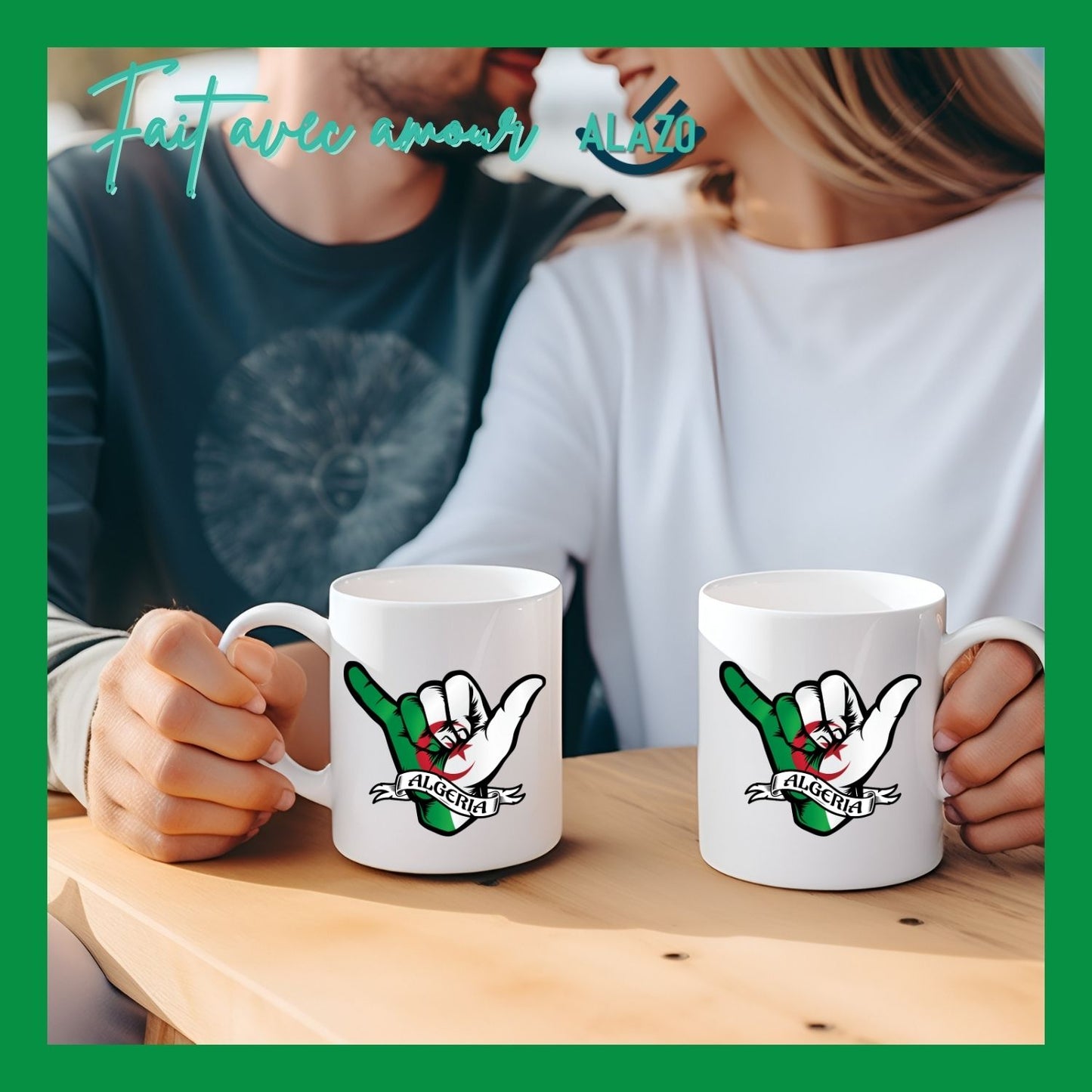 Mug Thématique "Main Algérie", Cadeau Culture Algérienne, Tasse Café, Accessoire Cuisine, Vaisselle, Souvenir Algérien