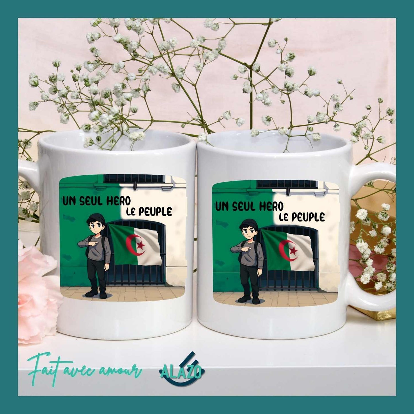 Mug “Un Seul Héros : Le Peuple” – Tasse Algérie Héros National, Cadeau Patriotique et Symbolique