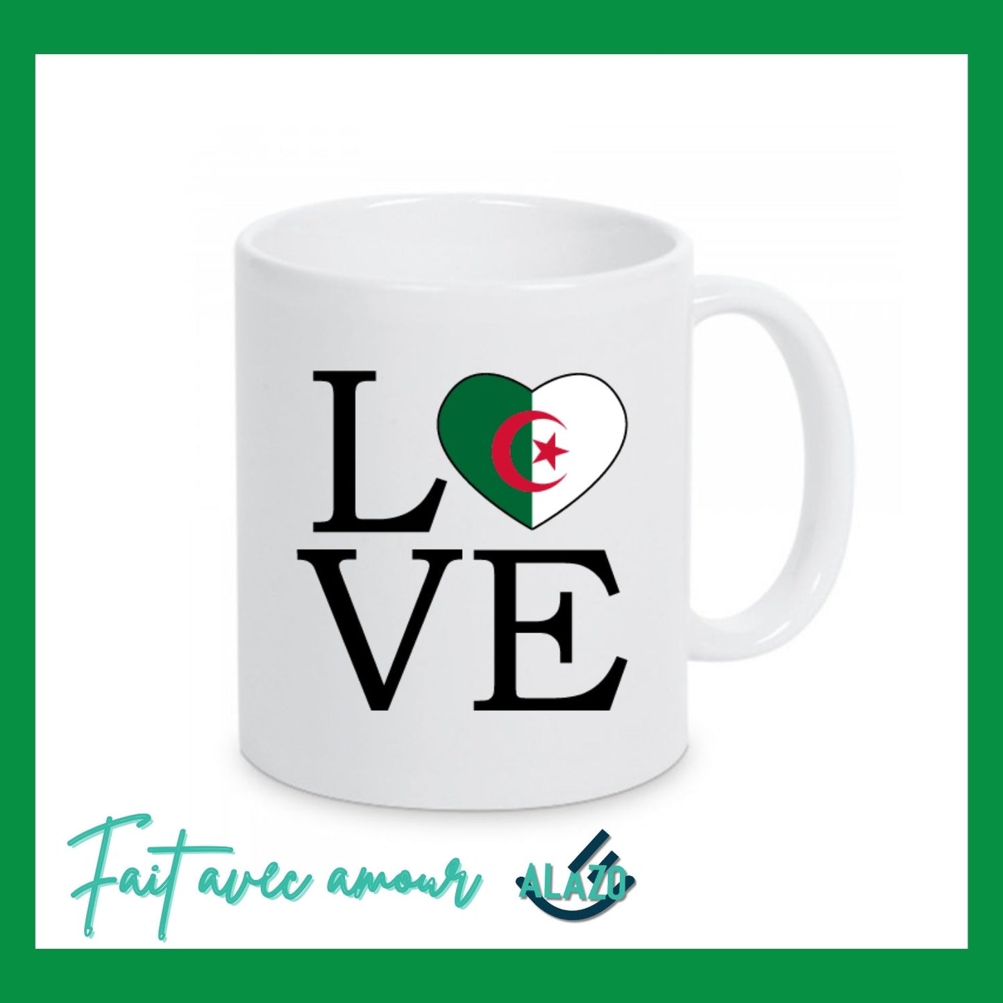 Mug LOVE Algérie, Cadeau Pour Algérien, Tasse Algérie, Souvenir d'Algérie, Tasse Café, Idée Cadeau Algérie