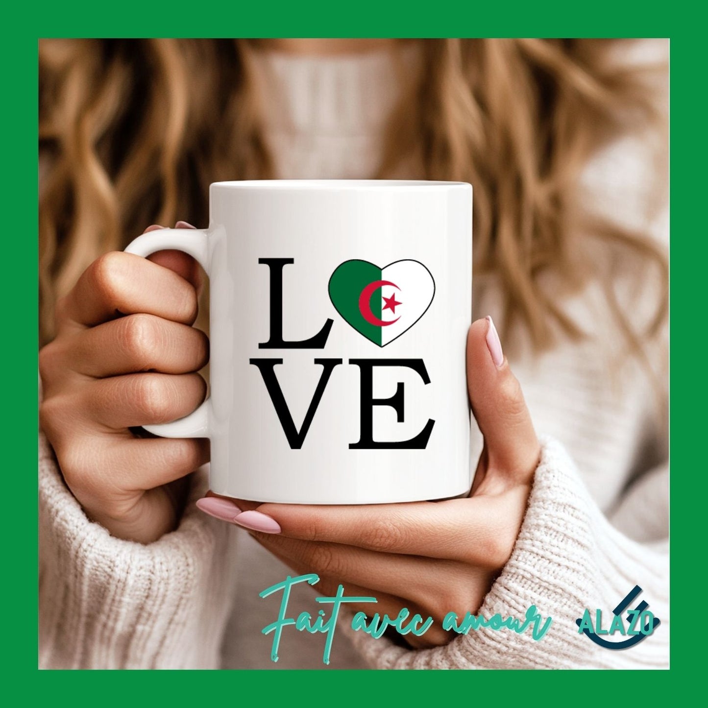 Mug LOVE Algérie, Cadeau Pour Algérien, Tasse Algérie, Souvenir d'Algérie, Tasse Café, Idée Cadeau Algérie