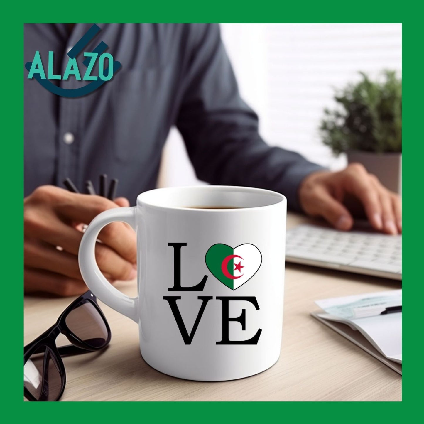 Mug LOVE Algérie, Cadeau Pour Algérien, Tasse Algérie, Souvenir d'Algérie, Tasse Café, Idée Cadeau Algérie
