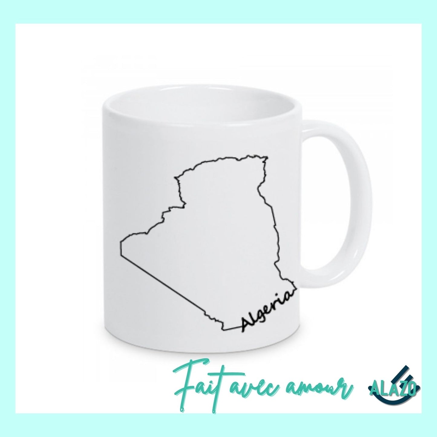 Tasse CARTE Algérie, ecriture algerie Mug Carte, Cadeau de voyageur, Cadeau d'anniversaire, Carte Algérie, Cadeau souvenir (Copie)