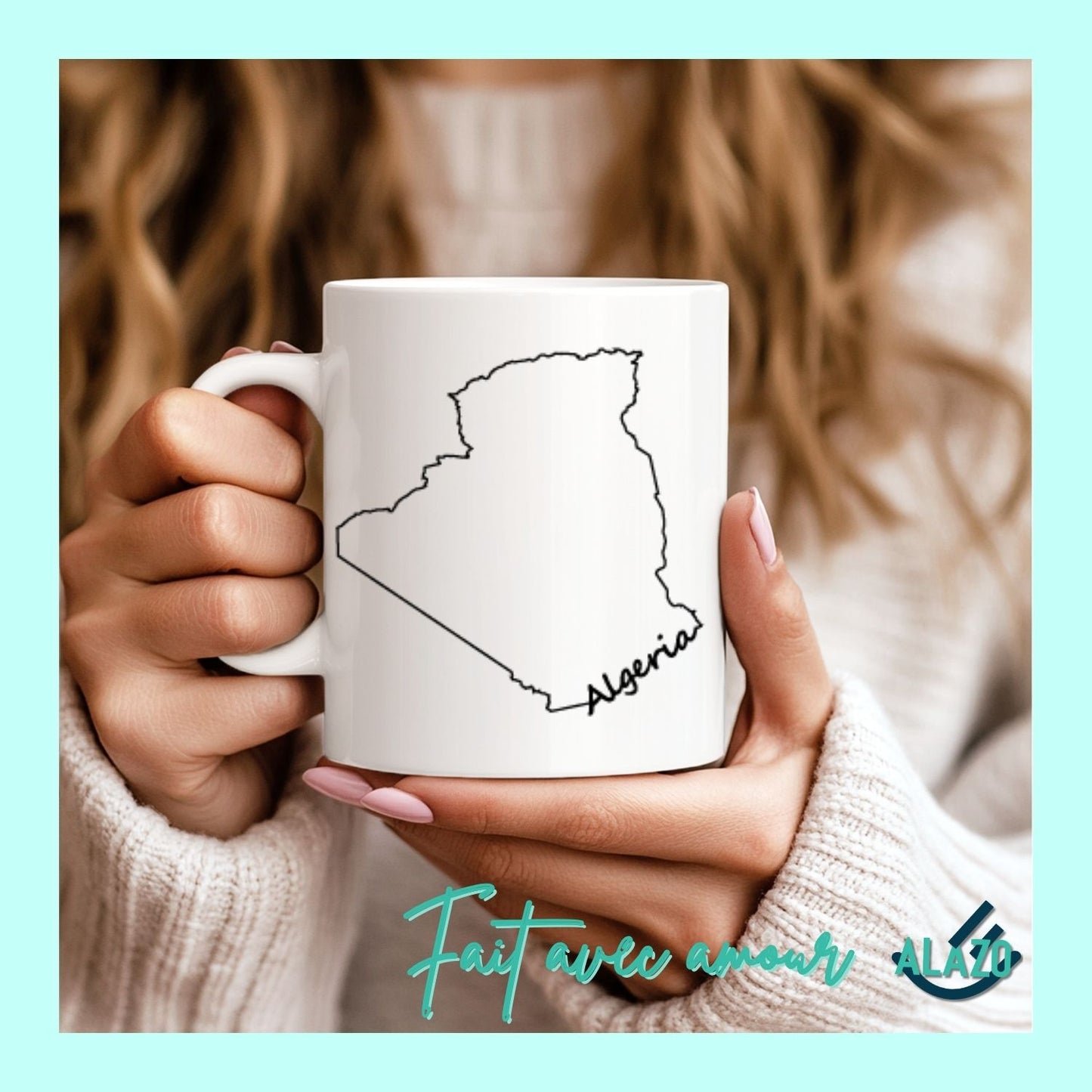 Tasse CARTE Algérie, ecriture algerie Mug Carte, Cadeau de voyageur, Cadeau d'anniversaire, Carte Algérie, Cadeau souvenir (Copie)