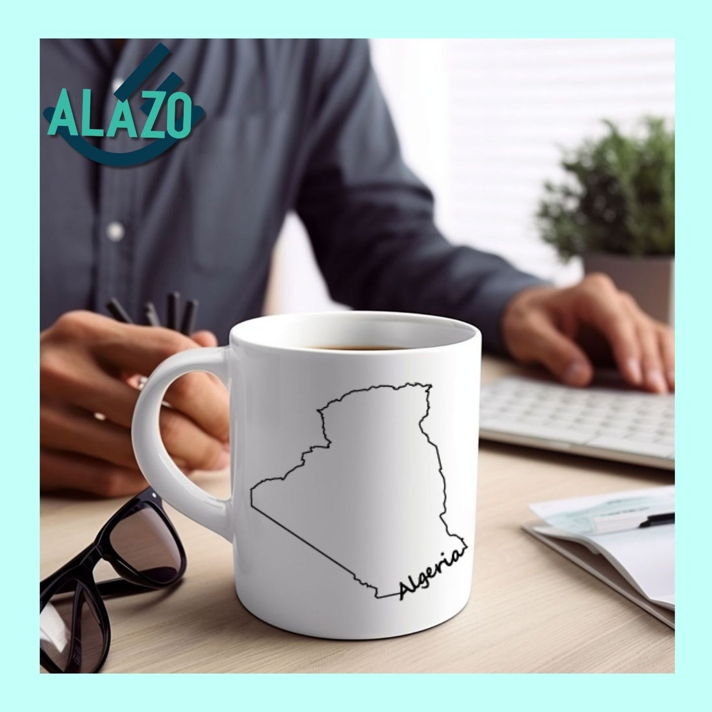 Tasse CARTE Algérie, ecriture algerie Mug Carte, Cadeau de voyageur, Cadeau d'anniversaire, Carte Algérie, Cadeau souvenir (Copie)