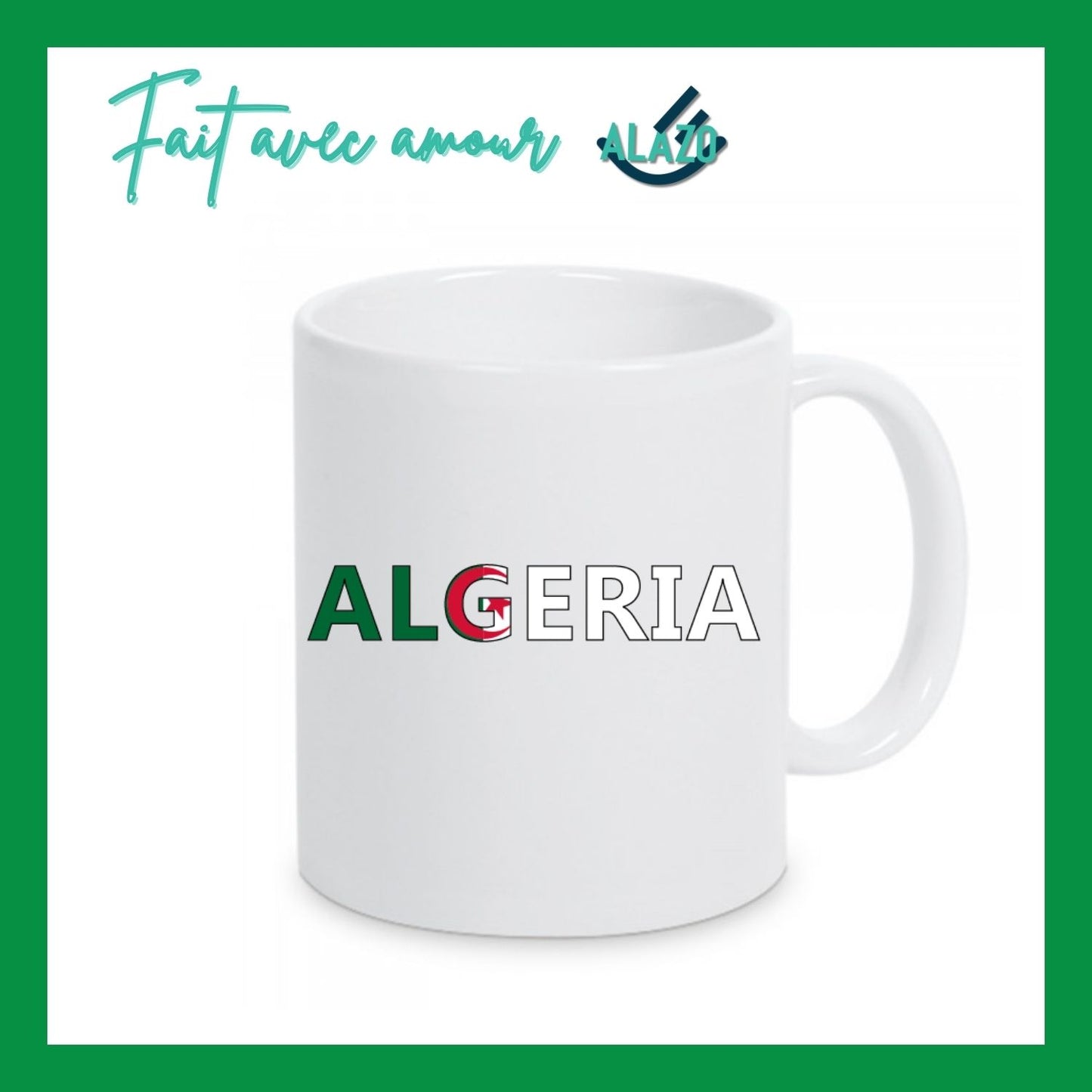 Tasse Café Algérie Typo, Mug Souvenir Algérien, Collection Tasse, Idée Cadeau Algérie, Souvenir Culturel