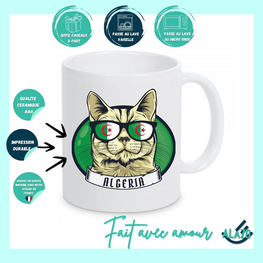 Mug Chat Algérien – Design Cool & Patriotique