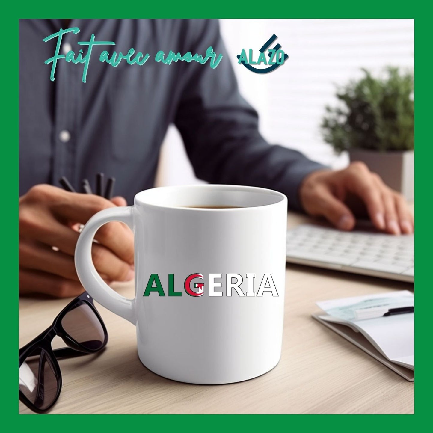 Tasse Café Algérie Typo, Mug Souvenir Algérien, Collection Tasse, Idée Cadeau Algérie, Souvenir Culturel