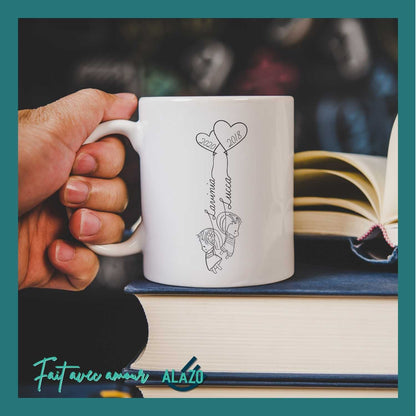 Mug Famille Personnalisable – Ballons Enfants avec Prénoms