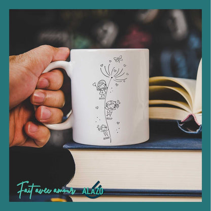 Mug Pissenlit Famille – Personnalisable avec Prénoms et Années