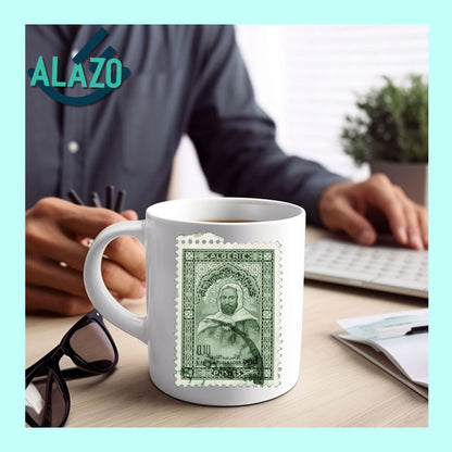 Mug imitation Timbre EL Emir Abdelkader, Collection Timbres, Histoire Algérienne, Tasse Café, Cadeau Culturel Algérie