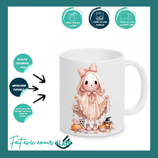 Mug Fantôme Pastel avec Citrouilles avec chapeau  – Spécial Halloween