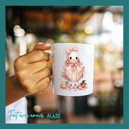 Mug Fantôme Pastel avec Citrouilles avec chapeau  – Spécial Halloween