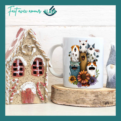Mug Chiens et Chats Fleuries – Édition Bohème