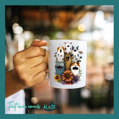 Mug Chiens et Chats Fleuries – Édition Bohème