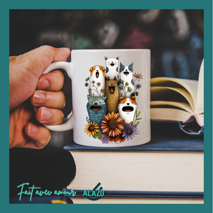Mug Chiens et Chats Fleuries – Édition Bohème