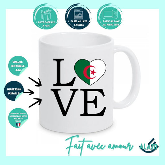 LOVE Algeria Mug, Gift For Algerian, Algeria Cup, Algeria Souvenir, Coffee Mug, Algeria Gift Idea
